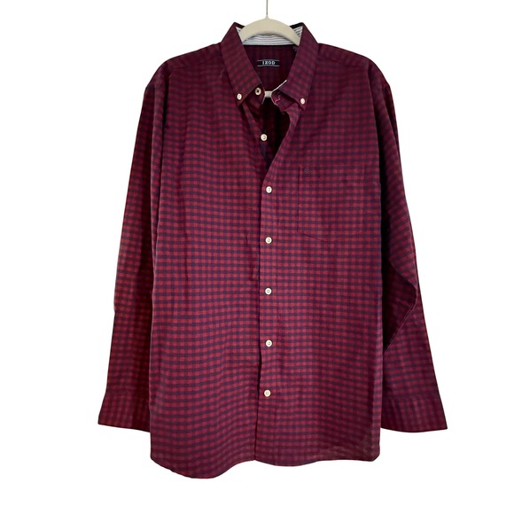 Izod Other - IZOD Mens LG Oxford Woven Gingham Button Down Shirt Sundried Tomato‎ Red